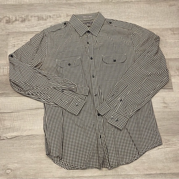 Gingham Express button down shirt - Size L (fitted). - Picture 1 of 2